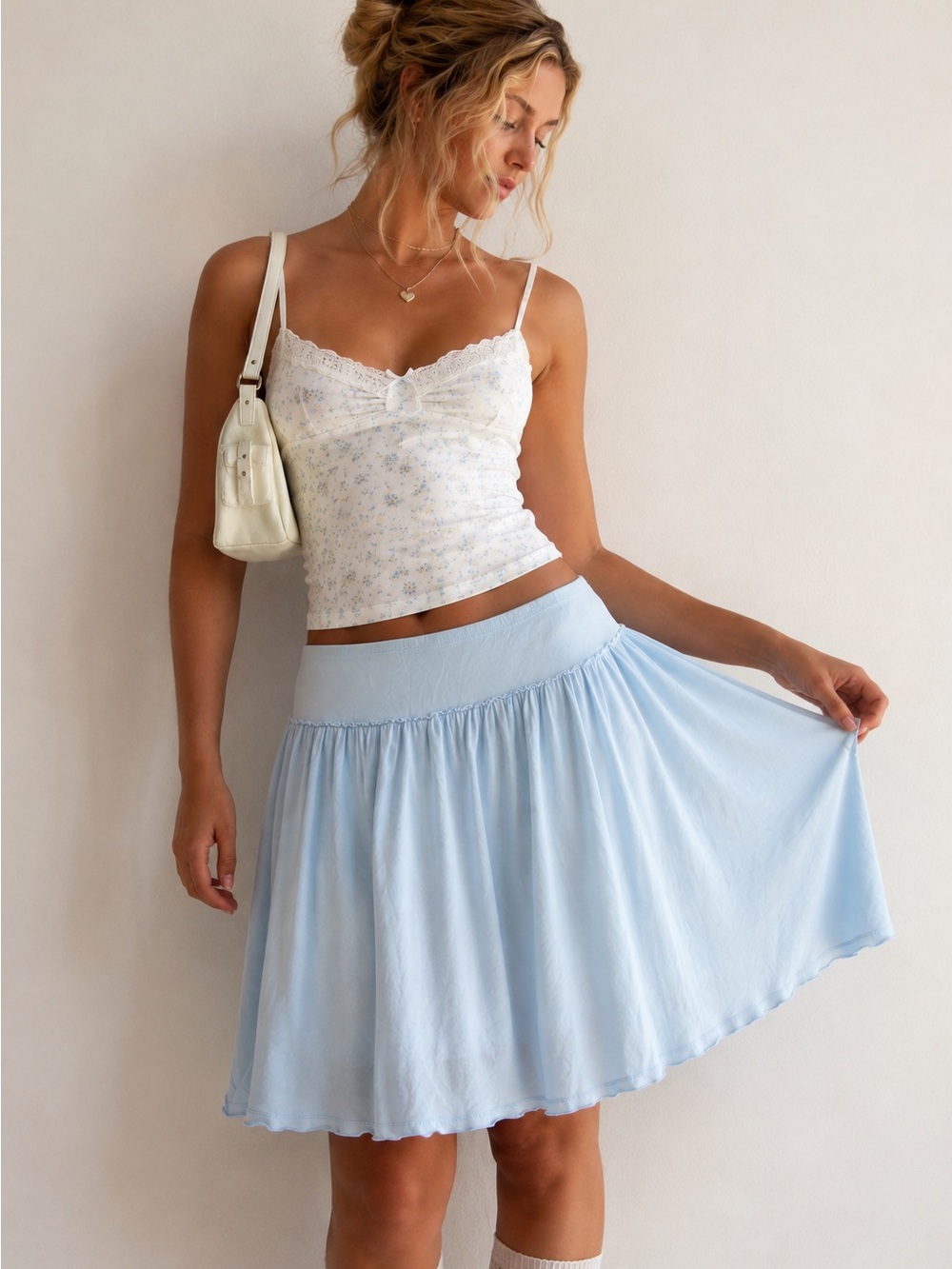 fresh produce light blue fairycore y2k mini skirt size large usa made